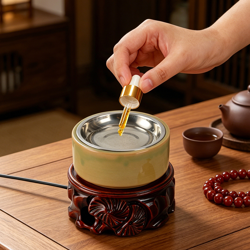 Ceramic Oil Burner - Ceramic Electronic Incense Burner Built-in LED
